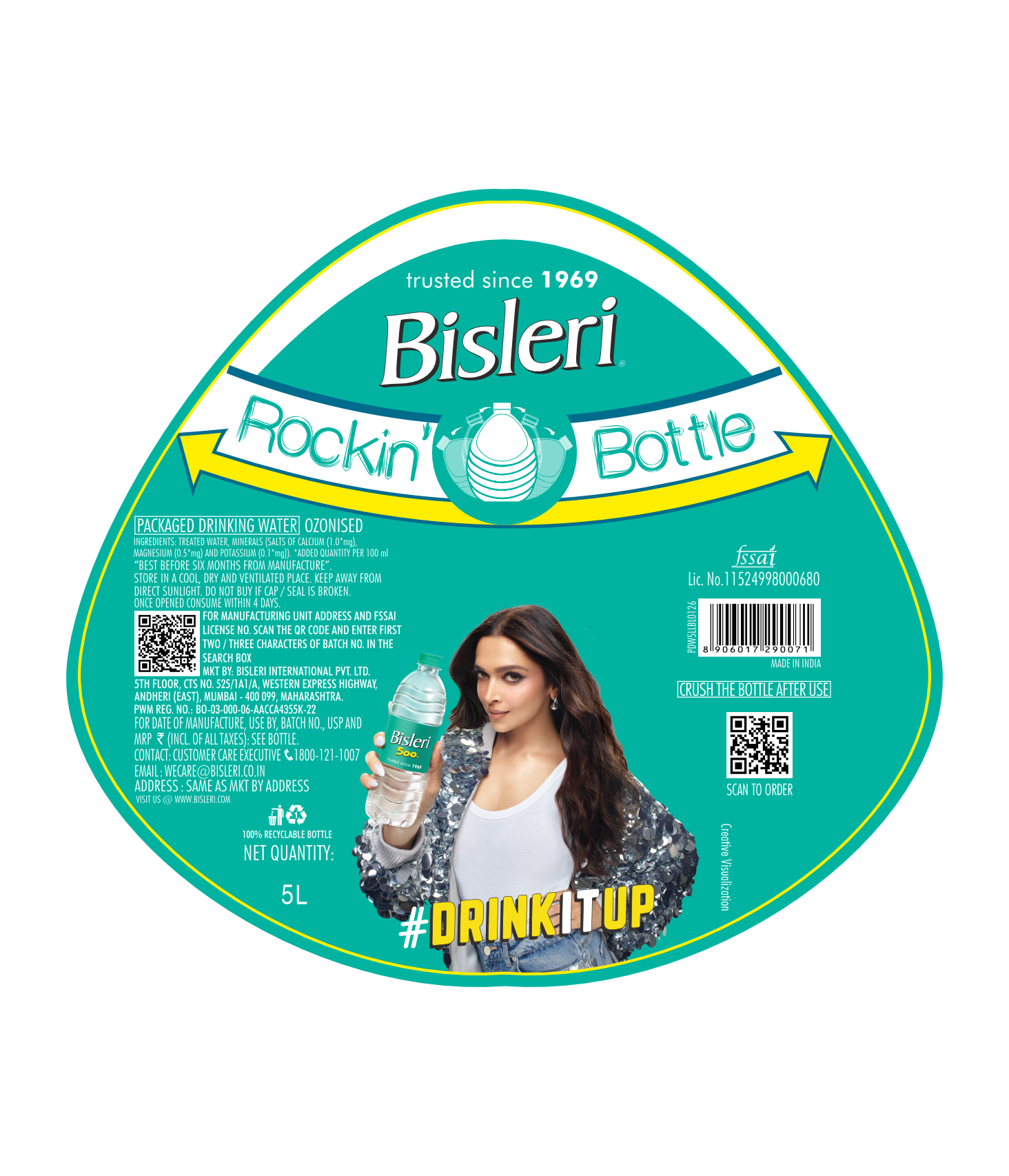 Bisleri 5 L Packaged Drinking Water back label